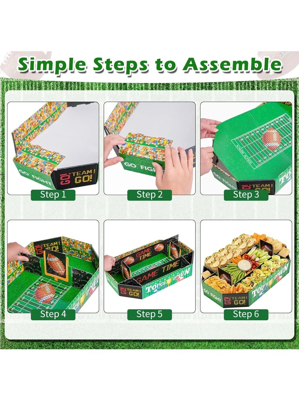 Football Super Bowl Party 9-Section Food Platter Box Organizer Disposable
